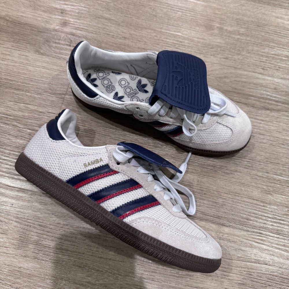 Adidas Samba White and Navy Shoes